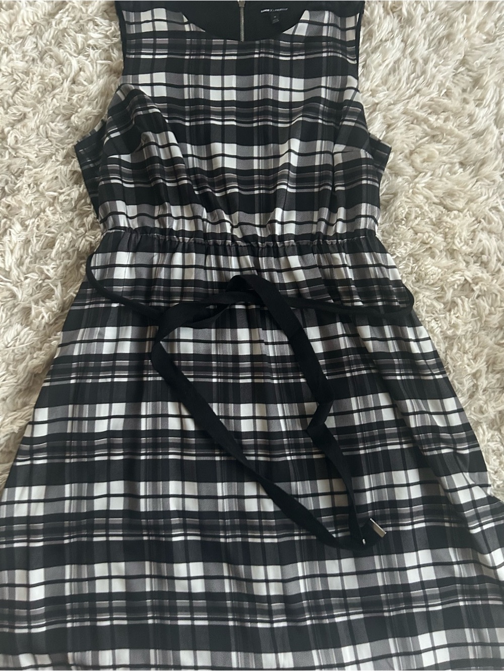 Lane Bryant Black and White Plaid Midi Dress